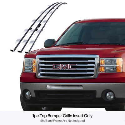 For 2007-2010 GMC Sierra 1500/2500 HD Top Bumper Stainless Chrome Billet Grille - Image 1 of 4