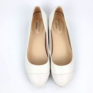 Ballet Flats White Leather UK Size 5.5 Clarks - Picture 1 of 11