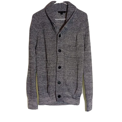 Cardigã feminino Banana Republic grande preto branco gola alta malha manga longa - Imagem 1 de 4