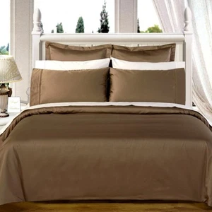 1200 Thread Count TC 100% Egyptian Cotton DUVET Set FULL / QUEEN Taupe Solid - Picture 1 of 1