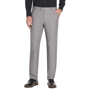 Pantalón Van Heusen Para Hombre Flex Frente Plano Calce Recto Talla 33W x 30L en Gris Plateado - Imagen 1 de 4