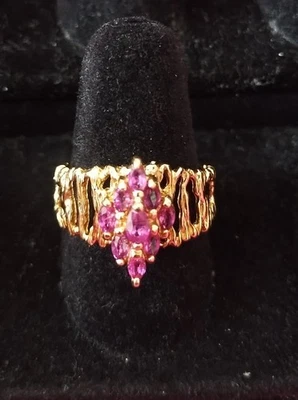 14K Yellow Gold,Ruby Ring. Ornate Open Design 4.6 grams size 8.5 - Image 1 of 3