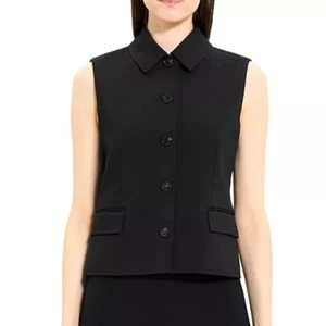 Theory Tailored Vest Top in Black Wool Blend Size 4 - Picture 1 of 6