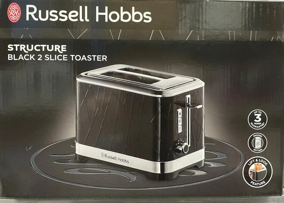 Russell Hobbs Structure Black  2 Slice Toaster  28091 - Image 1 of 1