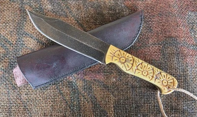 R&A Custom Handmade Knife USA 8670 Carbon Steel Hunting Bowie Knife - Image 1 of 4