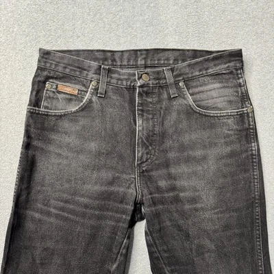 Wrangler Texas Jeans Mens 32x32 Black Denim Faded Bootcut Western Stretch Adult - Image 1 of 4