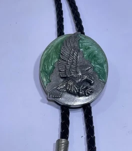 Vintage Siskiyou Klamra CO 1987 Metal Amerykański łysy orzeł Bolo Krawat - Zdjęcie 1 z 5