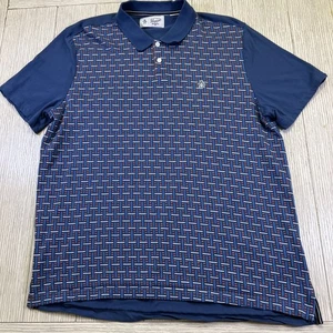 Original Penguin Polo Shirt Mens XL Blue Geometric Print Golf Casual Munsingwear - Picture 1 of 7