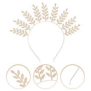 Golden Headband Leaf Headpiece for Women Decorative Hair Clips Women's Bride - Imagen 1 de 12