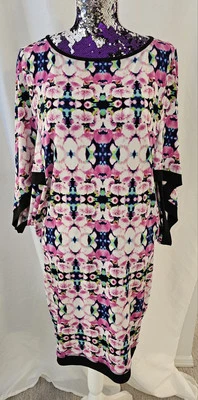 Vestido MAGGY LONDON Azul Rosa Blanco Floral Flutter Manga Capa Elástico Talla 6 Foto 1 de 4