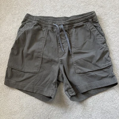 Pantalones Cortos Huk Para Hombres 34 Marrón Pana Pinwale 5.5" Entrepierna Playa Usados en Excelente Condición Cordón Foto 1 de 4