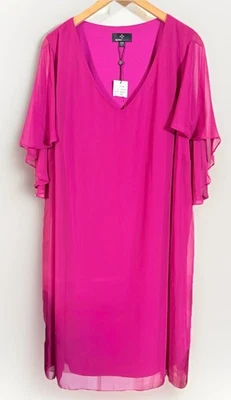 New RONNI NICOLE PINK CHIFFON SHIFT EVENING DRESS Magenta Pink Plus Size 22W - Image 1 of 2
