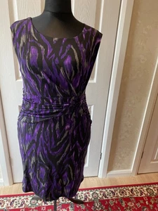 Precis Dress size 16 Black/Grey/Purple patterned Excellent Condition - Picture 1 of 5