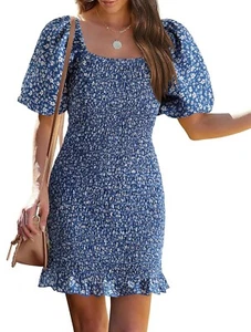 Pretty Garden Womens Blue Floral Dress ~Small~ - Picture 1 of 6