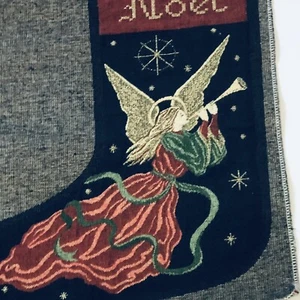 Vintage Tapestry Christmas Stocking Panel Angel Noel 13x18" Family Holiday Craft - Picture 1 of 5