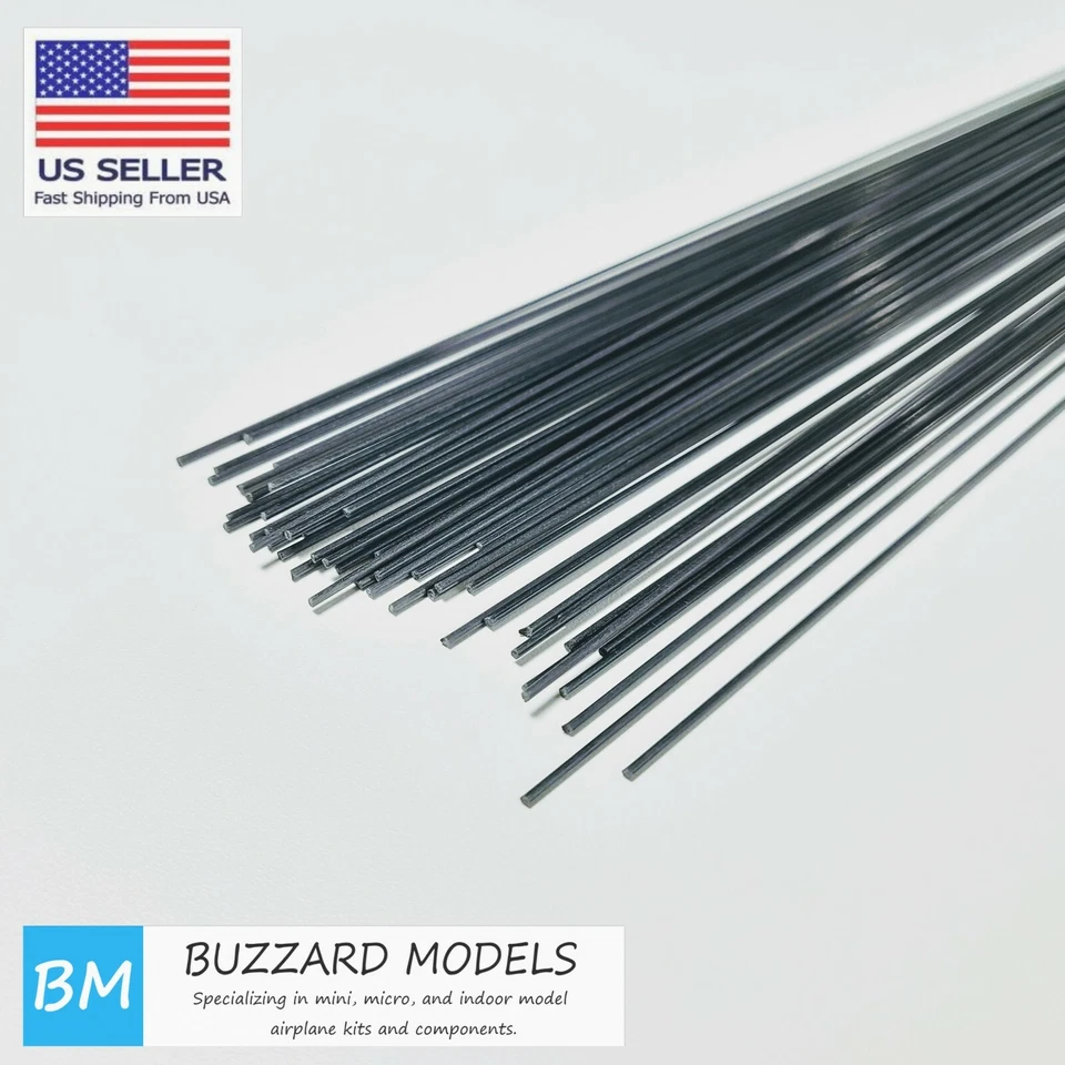 Varilla de fibra de carbono pultruida redonda 1,2 mm x 1000 mm 0,047" 1ea. Foto 1 de 1