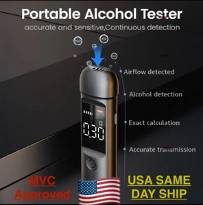 Digital LCD Police Breath Breathalyzer Test Alcohol Tester Detector USB C - MVC - Picture 1 of 8