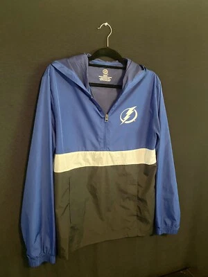 NHL Tampa Bay Lightning Jacket With Hoodie 1/4 Zip Pullover Blue Mens Size Small - Image 1 of 4