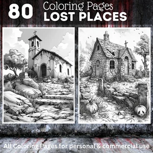 80 Lost Places Malbilder zum ausdrucken °Digital° & POD Erlaubnis (Nr. 243) - Bild 1 von 8