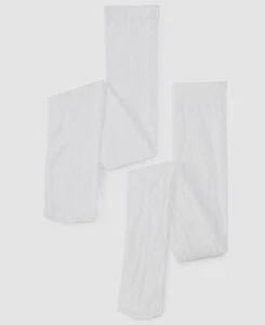 $25 Trimfit Girl's White 2-Pack Solid Floral Lace Microfiber Tights Size 2-4 - Picture 1 of 1