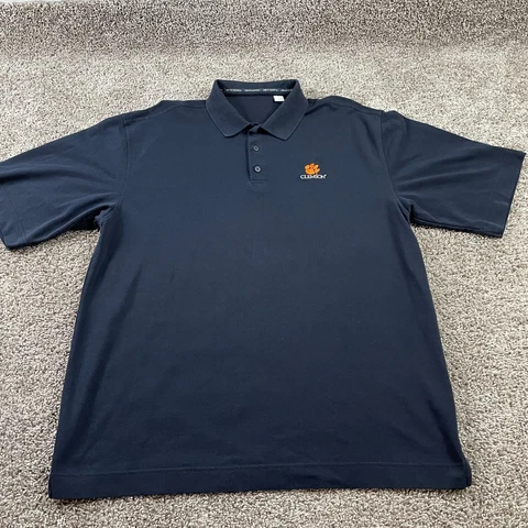 Clemson Tigers Polo Shirt Adult 2XL XXL Blue White Football College Casual Mens Cover