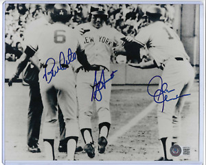 1978 Yankees Roy White Bucky Dent & Chris Chambliss Signed 8x10 Photo (BAS LOA)