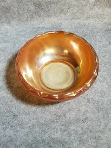 Carnival Glass Bowl, Marigold with clear bottom, 7 1/2 inches. - Picture 1 of 3