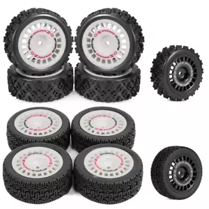 4x Rally Tires&Wheels Rim 12mm Hex For Tamiya HSP HPI RC 1:10 On Road Racing Car - Picture 1 of 24