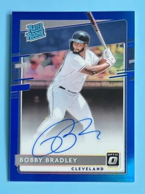 Bobby Bradley 2020 Panini Donruss Optic Blue Prizm /75 RC Autograph Auto RRS-BO - Image 1 of 2