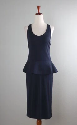 ALICE + OLIVIA $278 Employed Navy Soft Stretch Peplum Tank Dress Size 8 - Image 1 of 4