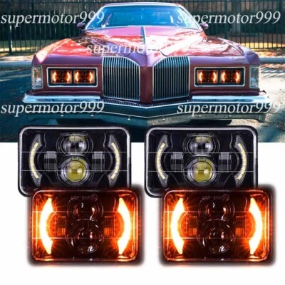 Fit Pontiac Grand Prix 1976-1987 4PCS 4x6" LED Headlights Hi/Lo DRL Turn Lamp - Image 1 of 4