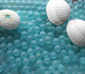 40 pcs Aqua Green Blue Sea Glass Marbles 12mm Tumbled Frosted, Codd Balls - Picture 1 of 8