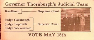 Governor Thornburgh PA Kauffman Judges Cavanagh Popovich Wickersham Flyer - Picture 1 of 3