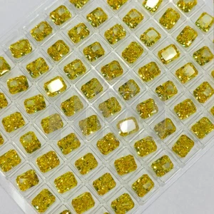 Ice Cut High Quality Carbon Diamond Yellow CZ Radiant 5A+ Cubic Zirconia Stone - Picture 1 of 11