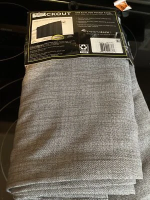 Eclipse Blackout Curtain Braxton Black 42" x 63" - 1 Rod Pocket Panel NEW - Image 1 of 2