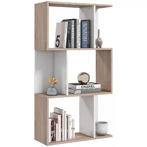 HOMCOM Mobile Libreria Moderno a 3 Ripiani 60x24x111.4cm Bianco e Legno Naturale - Foto 1 di 10