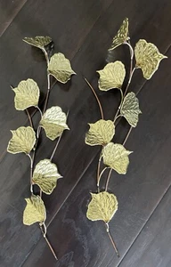 2 Vintage Wall Hanging Spray Leaves Branch Brass Copper Welded Metal Art MCM - Picture 1 of 9