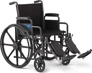 Medline Comfortable Folding Wheelchair with Swing-Back - Picture 1 of 6