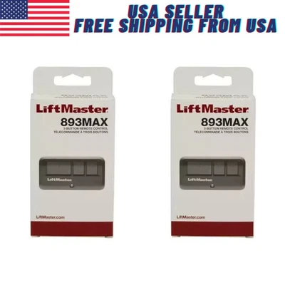Pack 02 LiftMaster 893MAX 3 Botones Puerta Garaje Mando a Distancia Seguridad+ 2.0 Universal Foto 1 de 4