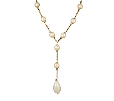 Collar Lariat vintage Chanel de perlas de imitación y cristal Foto 1 de 4