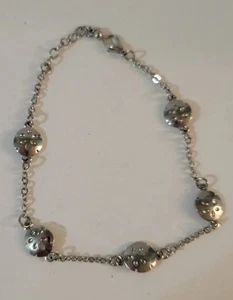 Silvertone Sand Dollar Charm Anklet Lobster Clasp Beach Sea Life 10" - Picture 1 of 5