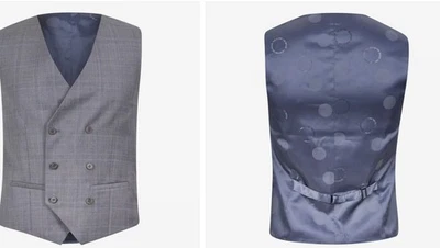 Ted Baker Wool Blend Waistcoat 40Reg Mens Grey Soft Check Indus  £33.00 £110.00 - Image 1 of 4