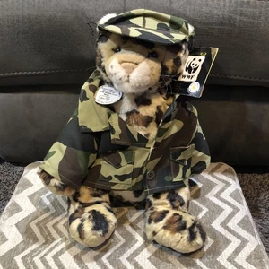 NEU MIT ETIKETT & ANSTECKNADEL 2002 BUILD A BEAR WWF WORLD WILDLIFE FUND SERIE LEOPARD PLÜSCH in TARNMUSTER - Bild 1 von 6