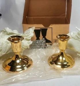 International Silver Gold Plated Candle Sticks Elegant Home Decor Never Used  - Picture 1 of 17