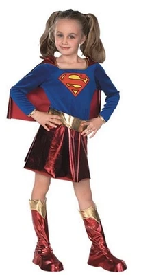 Supergirl Child Costume Large  12-14, 8-10 Years Dress Cape Belt Boot Top. V1025 - Image 1 of 4