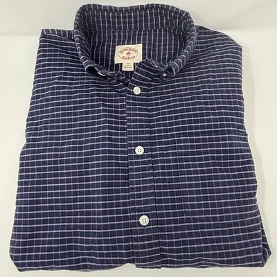 Brooks Brothers Red Fleece Shirt Mens Blue plaid Button Down Casual LS Medium - Image 1 of 4