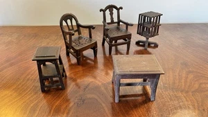 Set Of Vintage Dolls House Furniture 5 Pieces - Picture 1 of 15