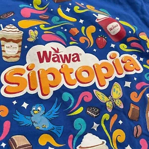 Wawa Siptopia T-Shirt Graphic Print Short Sleeve Blue Mens S Summer Philly - Imagen 1 de 5