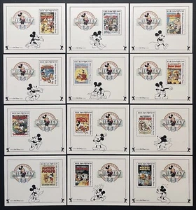 BHUTAN MICKEY MOUSE 60. ANV FILMPLAKATE DISNEY BRIEFMARKEN SET VON 12 S/S POSTFRISCH 1989 - Bild 1 von 4