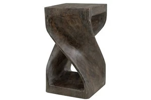 Taburete asiento soporte de flores decoración salón madera maciza diseño tailandés oscuro - Imagen 1 de 2